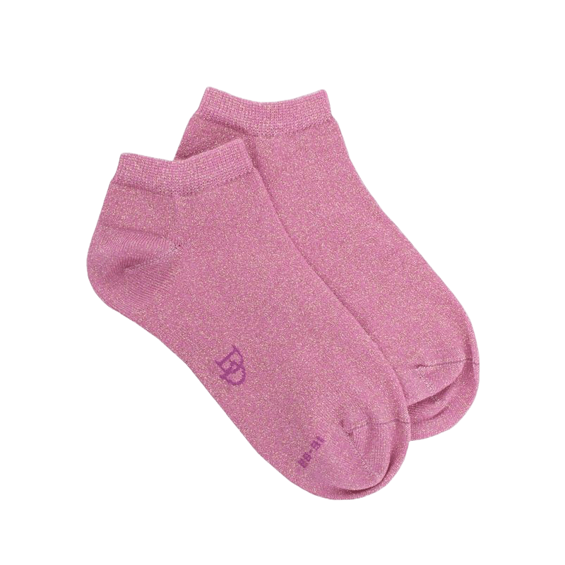 Girl's cotton socks with shiny lurex effect - Glossy pink | Doré Doré