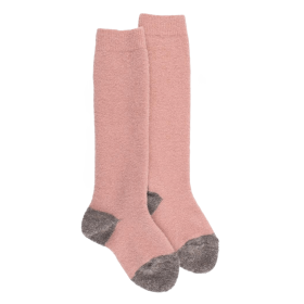 Children's long polar wool socks - Rose Praline | Doré Doré