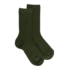Children's soft cotton ribbed socks - Fir-green | Doré Doré