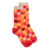 Children's soft cotton multicoloured check socks - Orange