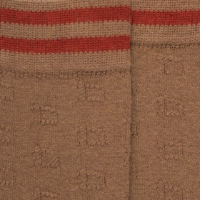2 strip wool kneehighs with openwork letter D – Beige | Doré Doré