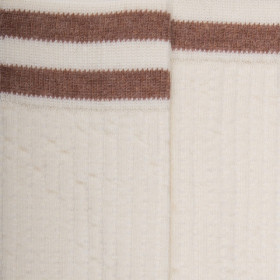 Fancy cotton knee-highs with 2 stripes - Ecru | Doré Doré