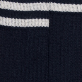 Fancy cotton knee-highs with 2 stripes – Dark blue | Doré Doré