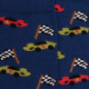 Kids' cotton socks with racing cars repeat pattern - Royal Blue | Doré Doré