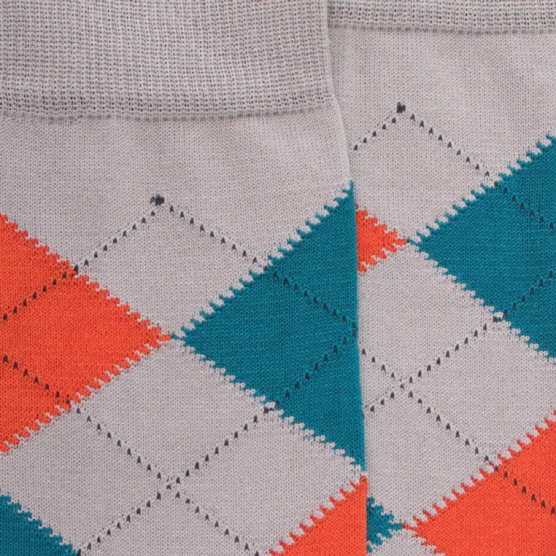 Men's cotton socks with intarsia  repeat pattern - Green Sage | Doré Doré