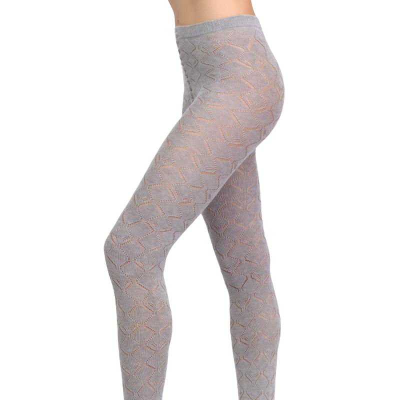 Women's cotton and cashmere perforated plain tights - White | Doré Doré