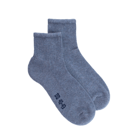 Men's cotton ankle socks with padded sole - Blue Denim | Doré Doré