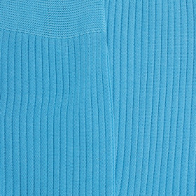 Men's ribbed 100% cotton lisle socks - Azure | Doré Doré