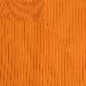Men's fine gauge ribbed cotton lisle socks - Orange | Doré Doré
