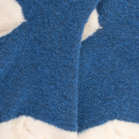 Children's long polar wool socks - Blue & ecru | Doré Doré