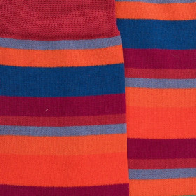 Men's striped cotton lisle socks - Red mullet colour | Doré Doré
