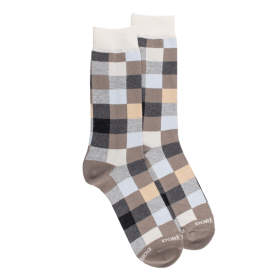 Men's checkered cotton socks - Grey | Doré Doré