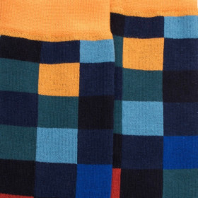 Men's checkered cotton socks - Royal Blue | Doré Doré