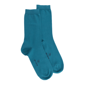Women's fine gauge egyptian cotton socks - Blue | Doré Doré