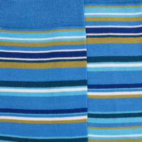 Men's striped cotton lisle socks - Azure | Doré Doré