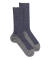 Men's two-color geometric elastic-free wool socks - Grey & blue