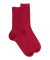 Women's ribbed cotton lisle socks - Rasperry