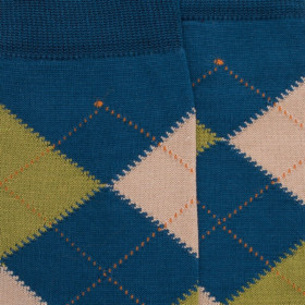 Men's cotton socks with intarsia  repeat pattern - Blue | Doré Doré