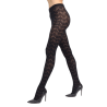 Women's cotton and cashmere perforated plain tights - Black