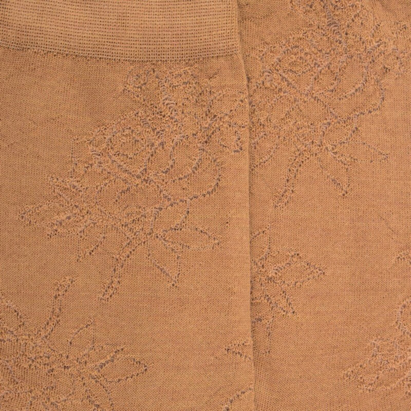 Women's plain wool socks with transparency - Camel | Doré Doré