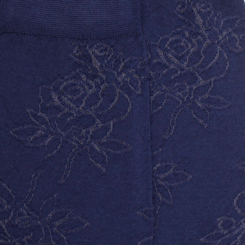 Women's plain wool socks with transparency - Navy Blue | Doré Doré