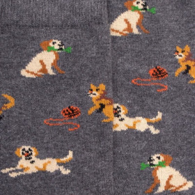 Children's cotton patterned socks dogs and cats - Oxford grey | Doré Doré