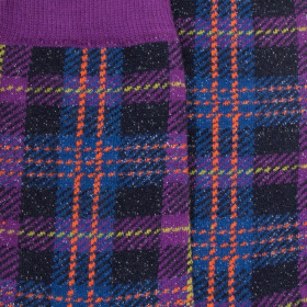 Women's glitter cotton tartan pattern socks - Dark blue | Doré Doré