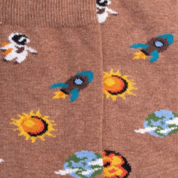 Children's universe patterned cotton socks - Brown Quail | Doré Doré