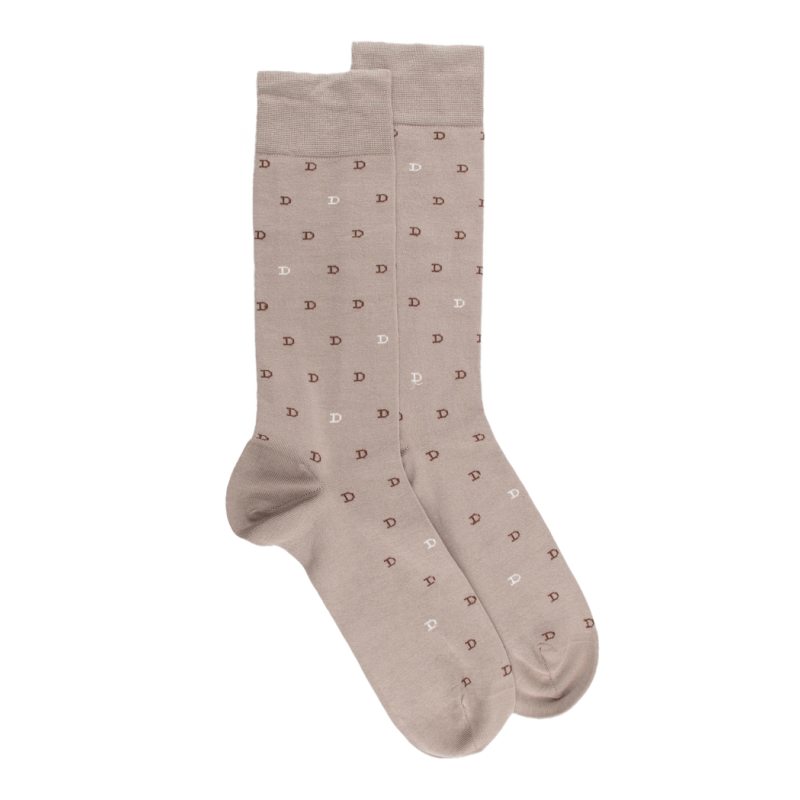 Men's lisle thread socks patterned small D in two colors - Grey | Doré Doré