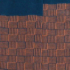 Men's socks in Fil d'Écosse cotton (mercerized cotton) patterned squares woven - Blue | Doré Doré