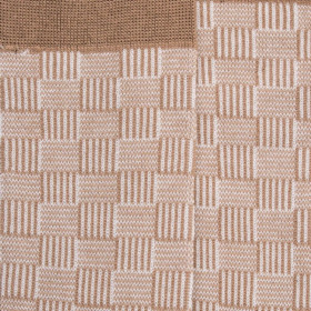 Men's socks in Fil d'Écosse cotton (mercerized cotton) patterned squares woven - Brown Fawn | Doré Doré