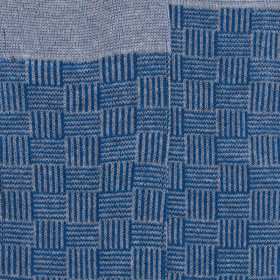 Men's socks in Fil d'Écosse cotton (mercerized cotton) patterned squares woven - Blue ice | Doré Doré