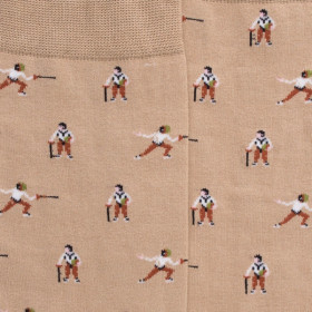Men's lisle socks fencing patterned - Beige Sand | Doré Doré