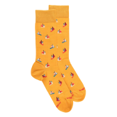 Men's socks in mercerized cotton with sailboat motifs - Yellow Dandelion | Doré Doré