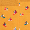 Men's socks in mercerized cotton with sailboat motifs - Yellow Dandelion | Doré Doré