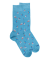 Men's socks in mercerized cotton with sailboat motifs - Blue Niagara