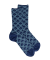 Women's socks japanese flower patterned cotton without elastic border - Royal Blue