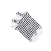 Men's Egyptian cotton geometric patterned short socks - White | Doré Doré