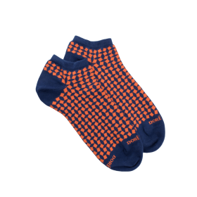 Men's Egyptian cotton geometric patterned short socks - Royal Blue | Doré Doré