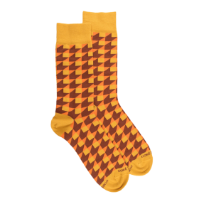 Men's Egyptian cotton geometric patterned socks - Yellow Mustard | Doré Doré