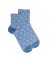 Women's short socks in mandala patterned lisle with glitter effect - Blue Macadam