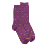 Women's lisle socks with a goldfinch pattern - Purple Grape | Doré Doré