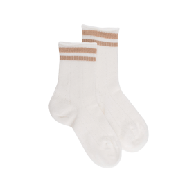 Children's perforated socks made of Fil d'Écosse cotton (mercerized cotton) - Cream | Doré Doré