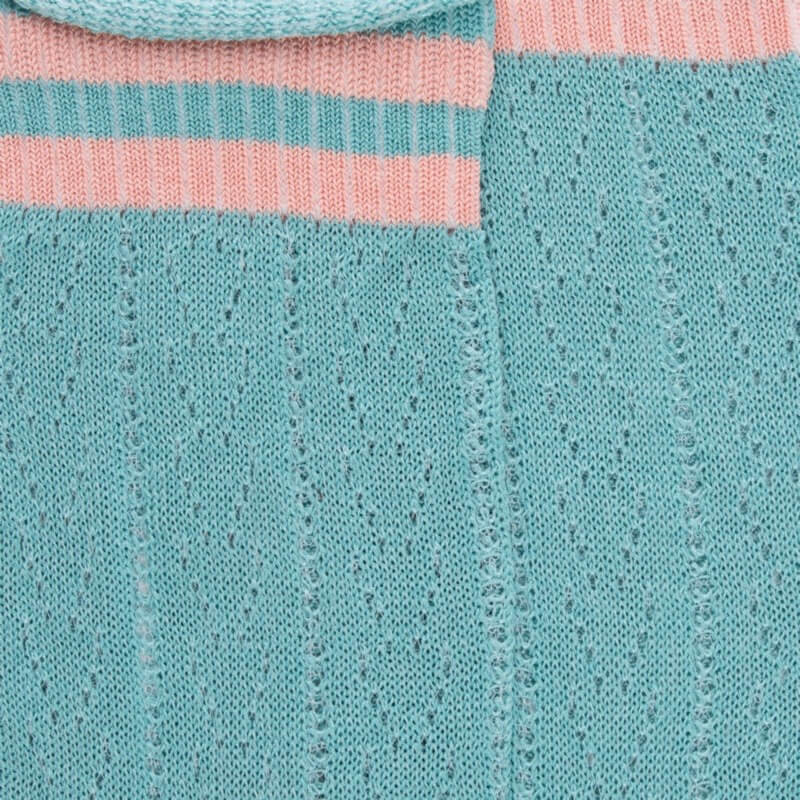 Women's perforated socks made of Fil d'Écosse cotton (mercerized cotton) - Teal | Doré Doré
