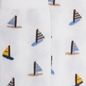 Children's socks made of Fil d'Écosse cotton (mercerized cotton) patterned sails - White | Doré Doré