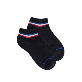 Children's cotton terry sports short socks - Dark blue | Doré Doré