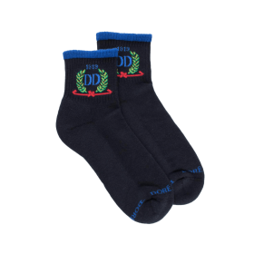 Men's sporty cotton terry DD 1819 short socks - Dark blue | Doré Doré