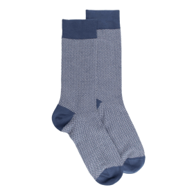 Men's socks egyptian cotton patterned interlacing - Navy Blue | Doré Doré