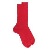 Men's luxury fine merino wool ribbed socks - Red | Doré Doré