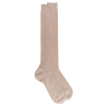 Men's pure cotton lisle ribbed knee-high socks - Beige